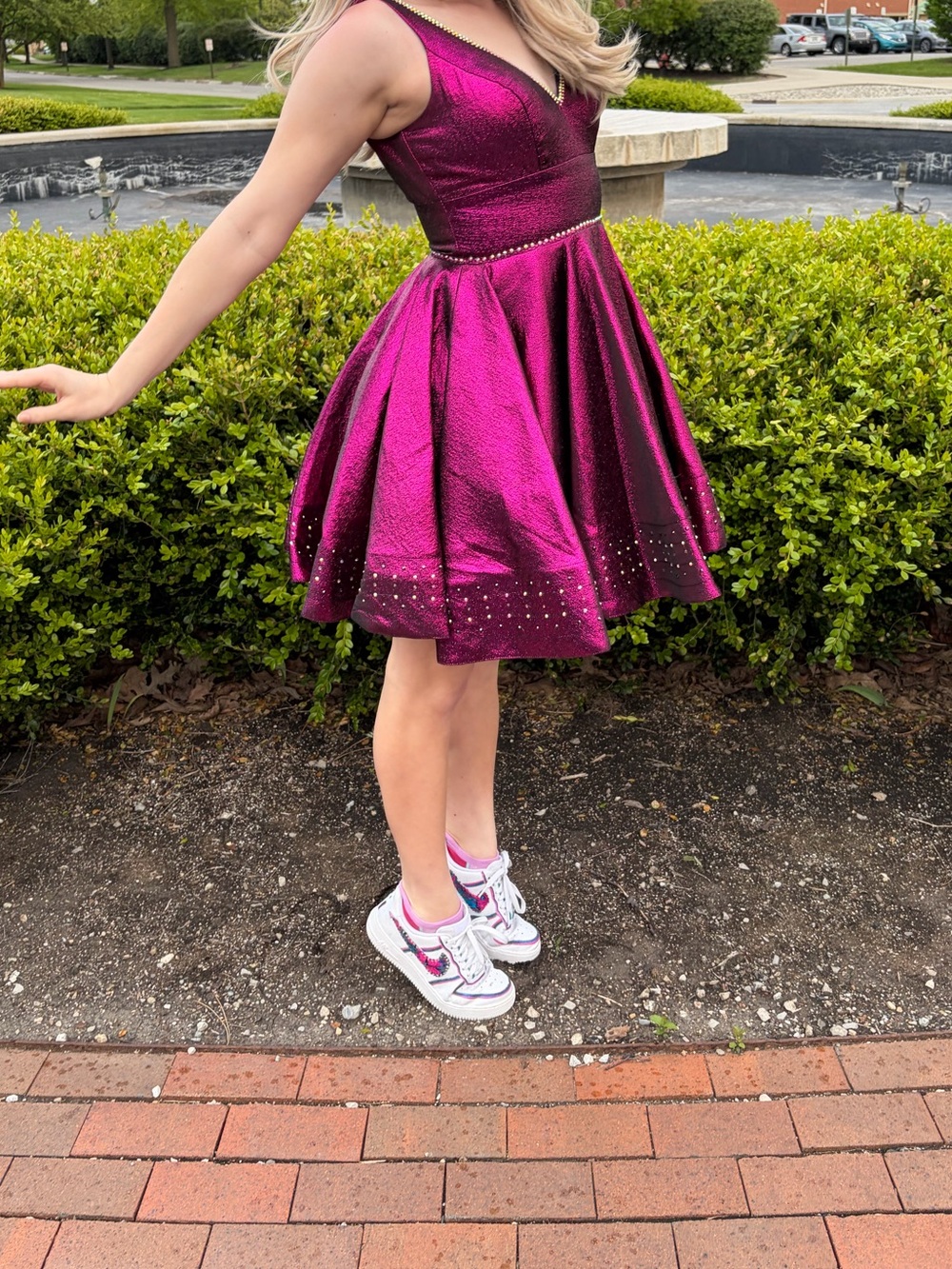 Elegant Magenta Mac Duggal Homecoming Pageant Dress